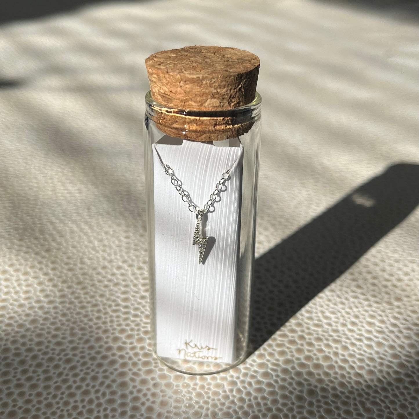 Lightning Bolt Crystal Charm Necklace
